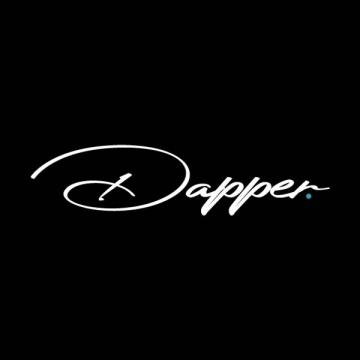 The dapper logo featuring promotions and deals on a black background.