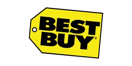 The best buy logo on a white background featuring promotions and deals.