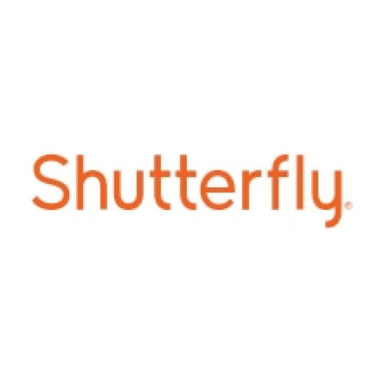 Shutterfly logo featuring promotions on a white background.