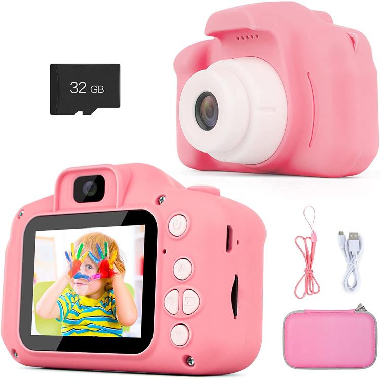 61IJKb8HokL. AC SL1500  750x747 - 40% off NICEWIN Kids Camera 32GB SD Card with Camcorder Case Pink