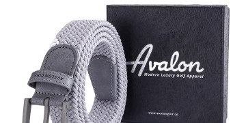 The avalon belt in grey with a black buckle.
