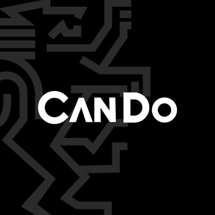 The logo for cando on a black background.