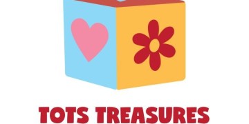 Tots treasures logo on a white background.