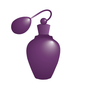 A purple perfume bottle on a white background.