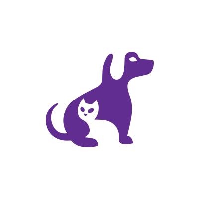 A dog and cat logo on a white background.