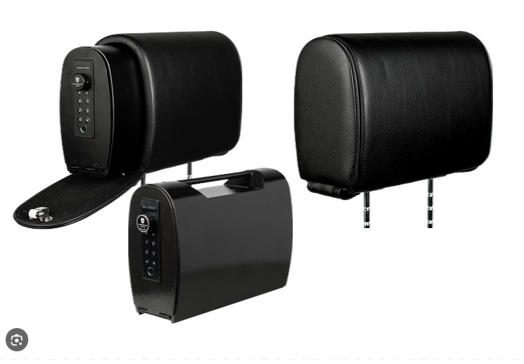 A pair of black speakers with a remote control.