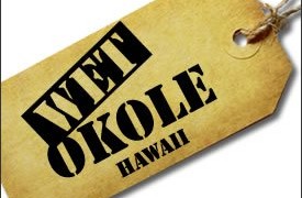 A tag with the word okole hawaii on it.