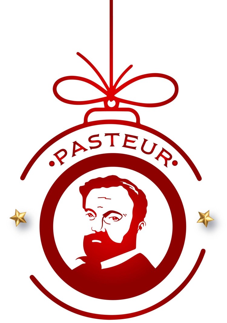 A christmas ornament with the word pasteur on it.