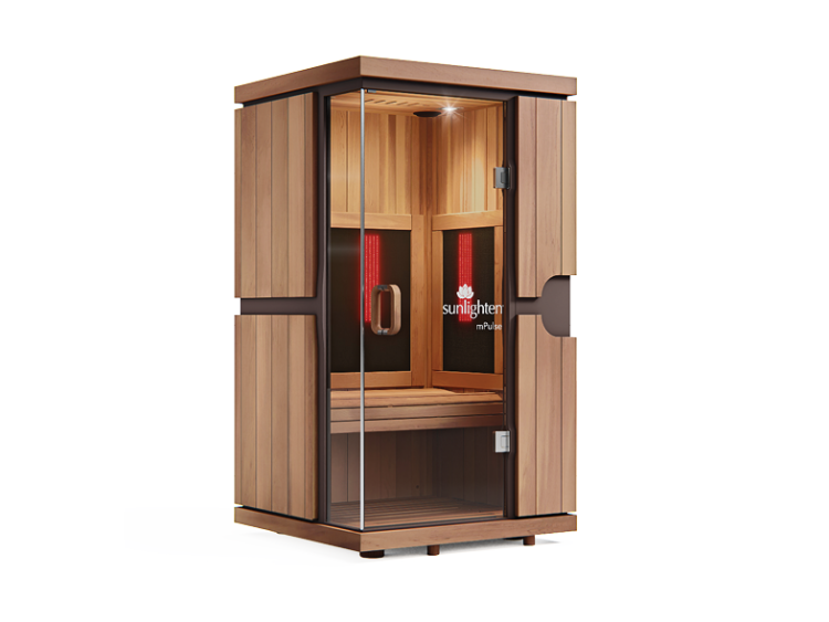 An infrared sauna on a white background.