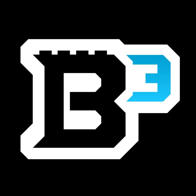 The b3 logo on a black background.