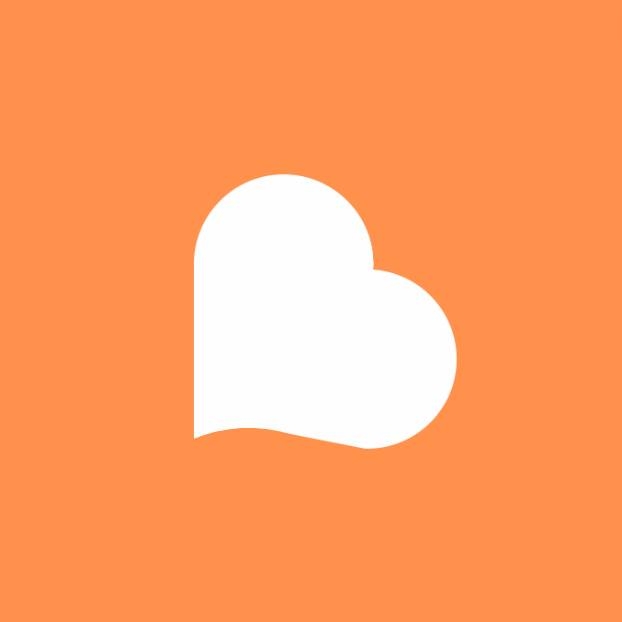 A white heart on an orange background.