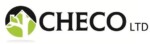 Logo of checo ltd featuring stylized green leaves and a house motif inside a circular element.