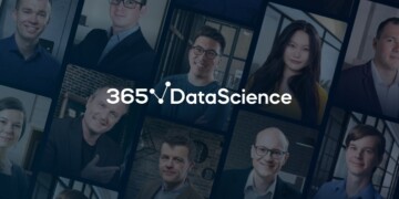 Collage of diverse professionals with the logo "365 datascience" superimposed in the center.