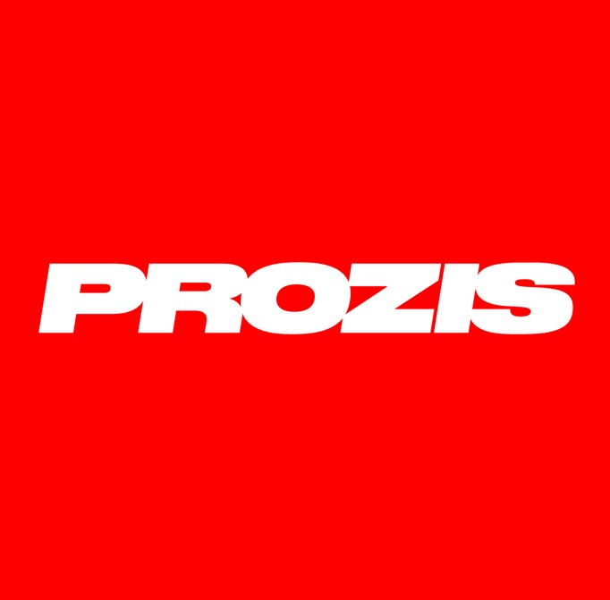 White "prozis" text logo on a bright red background.