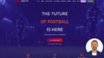 Website homepage promoting "the future of football" featuring ai-driven analysis with a "get started now" call-to-action button.