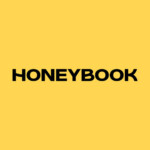 Yellow background with the word 'HoneyBook' written in bold black uppercase letters centered on the image.