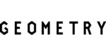 The word "GEOMETRY" is written in black uppercase letters on a white background, with the letter "O" styled as a hexagon.